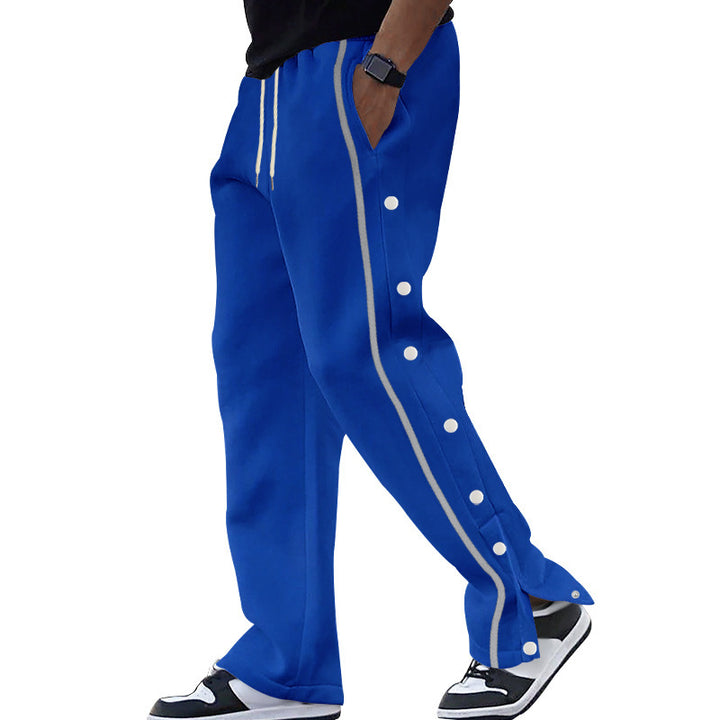 Men's Sporty Training Pants with Side Snap Button Details Lisslune