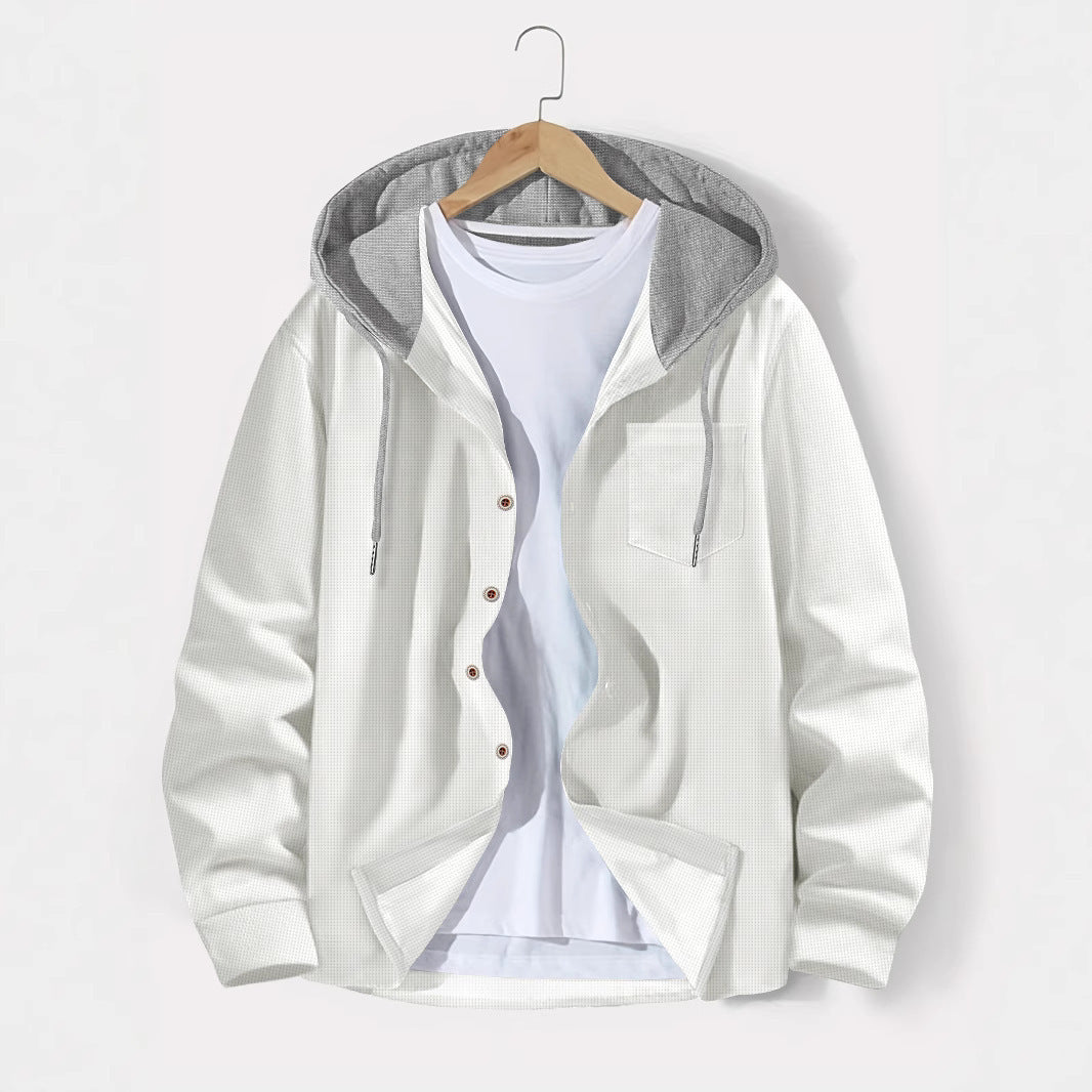 Men's casual hooded jacket with button placket and practical side pockets Lisslune