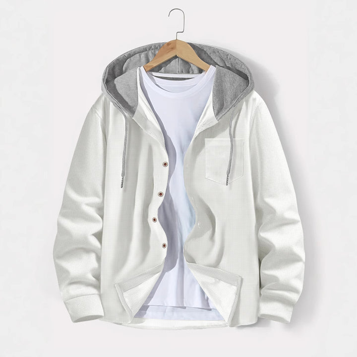 Men's casual hooded jacket with button placket and practical side pockets Lisslune