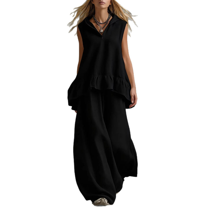 Women's Casual Long Sleeve Blouse with Ruffles and Hood Lisslune