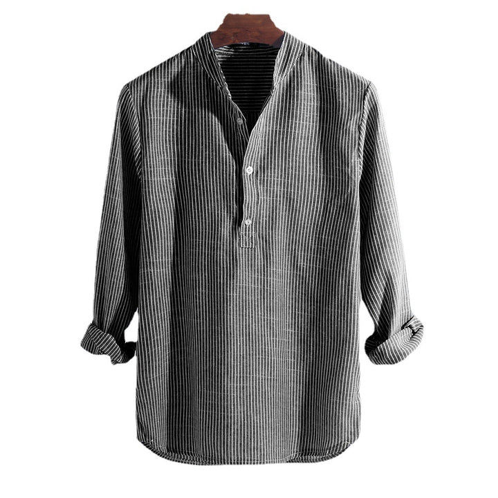 Men's long-sleeve shirt with elegant stripes and fashionable button design Lisslune