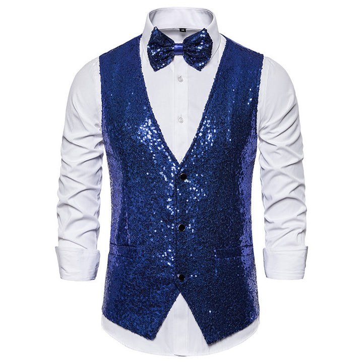 Men's elegant sequined blazer with classic cut and practical bow tie Lisslune