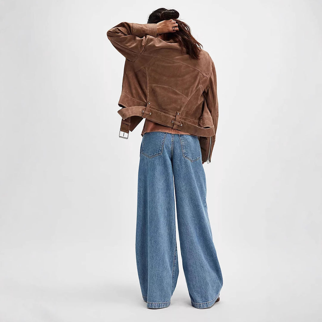 Damen Weite Denim-Hose mit hohem Bund und lässiger Silhouette Lisslune