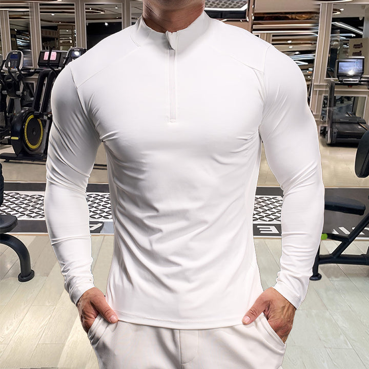 Men's functional shirt with high collar and short zipper Lisslune