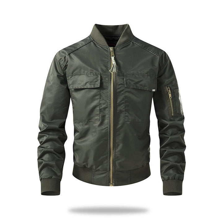 Men's Leisure Bomber Jacket with Practical Pockets and Stylish Collar Lisslune