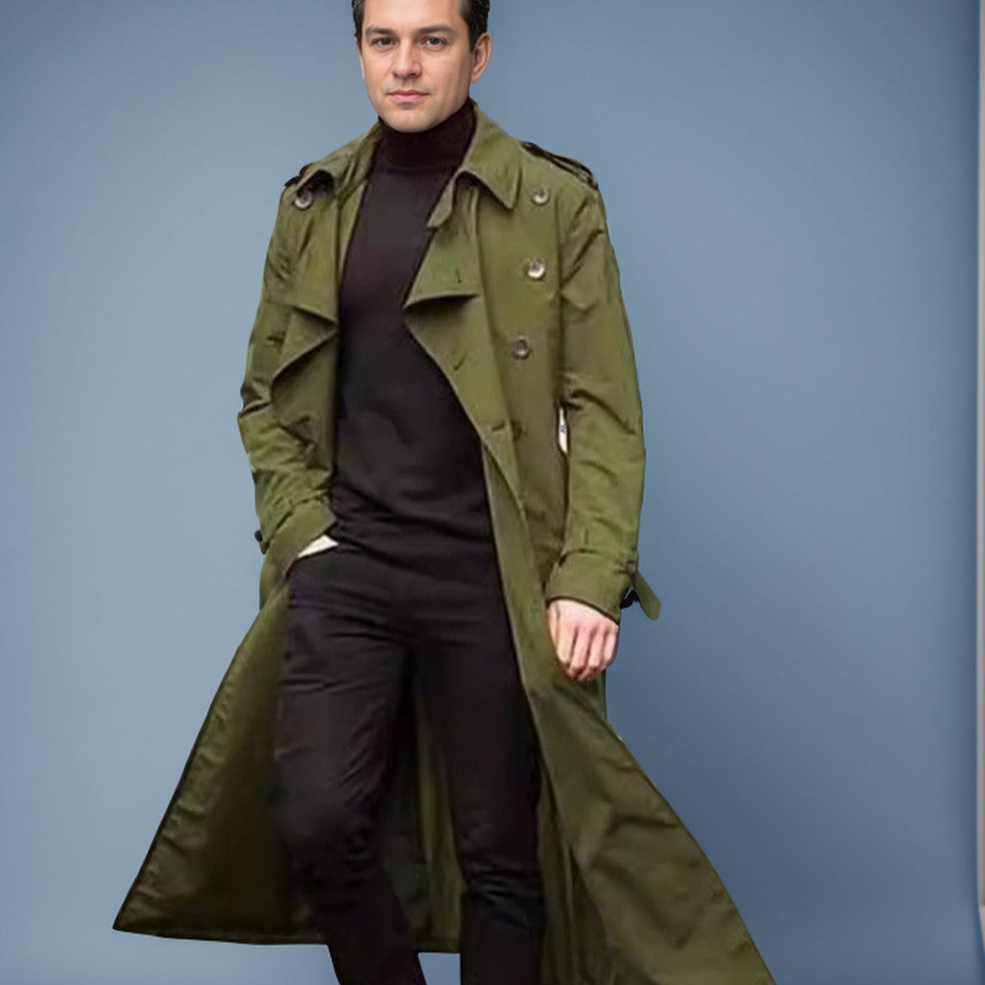 Men's elegant trench coat with adjustable belt and classic details Lisslune