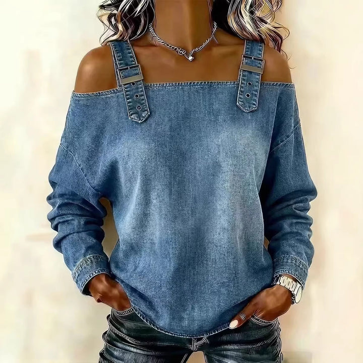 Women's casual sweatshirt with decorative shoulder details Lisslune