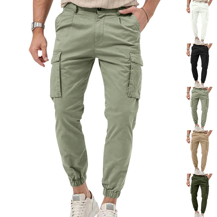 Men's cargo pants with elastic waistband and practical utility pockets Lisslune