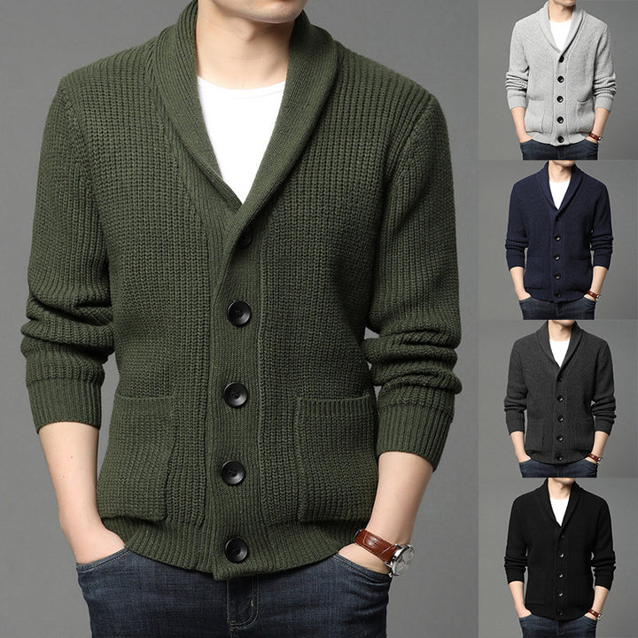 Men's cardigan with shawl collar and practical pockets Lisslune