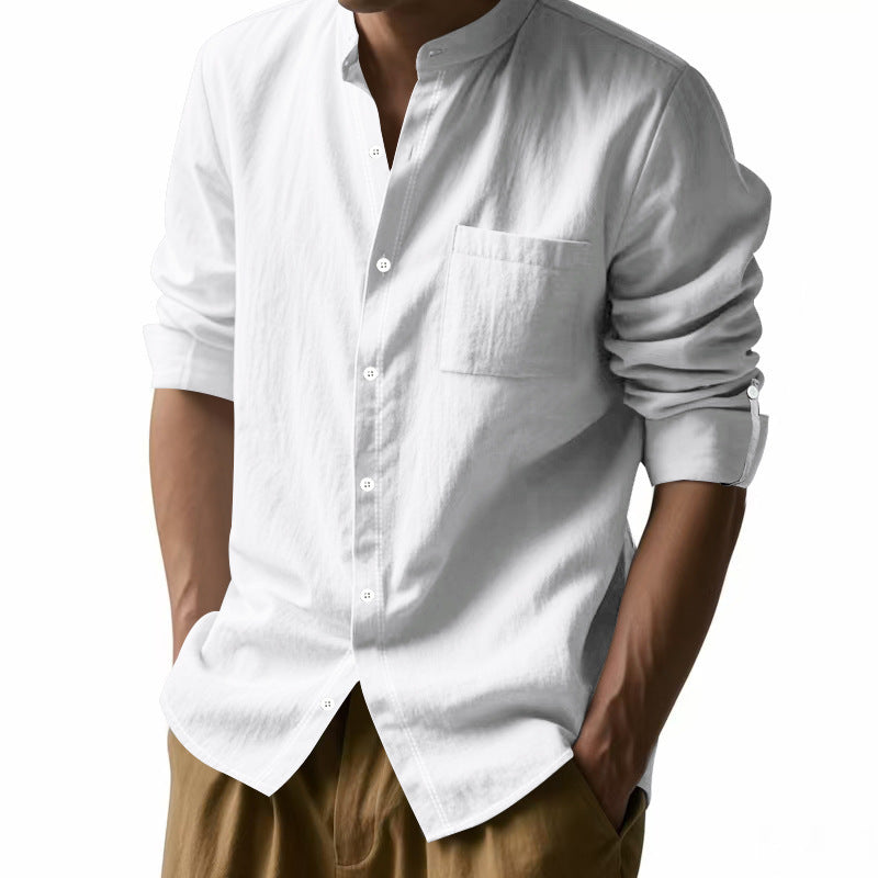 Men's casual long-sleeve shirt made of breathable linen Lisslune
