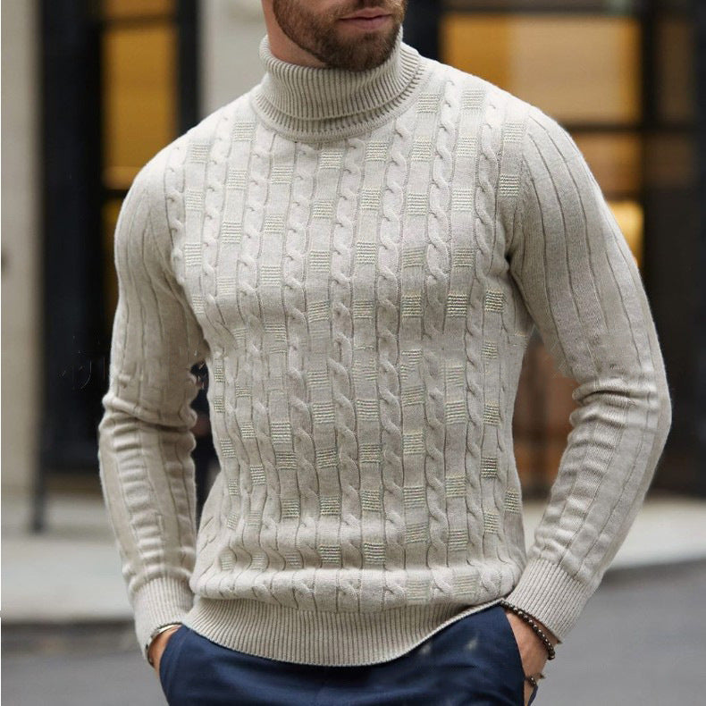 Men's knitted sweater with stylish turtleneck and textured pattern Lisslune