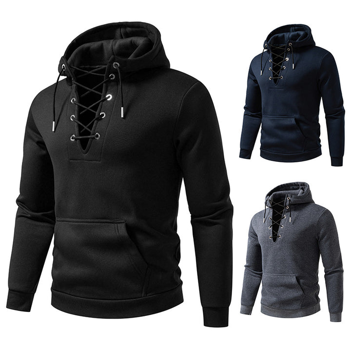 Men's hoodie with fashionable lacing design Lisslune