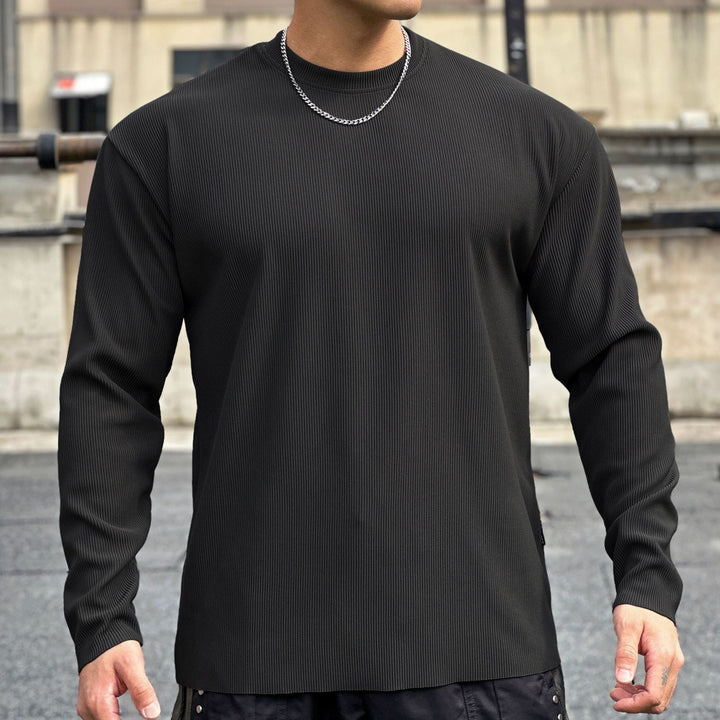Men's long sleeve shirt made of high-quality ribbed material with a casual fit Lisslune
