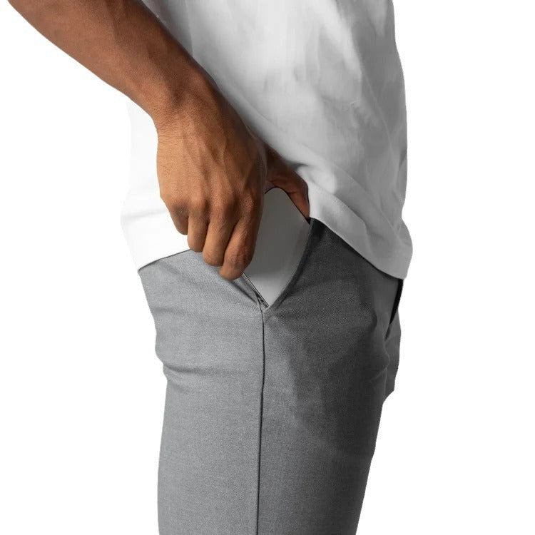 Men's Chino Pants with Slim Fit Cut and Elastic Waistband Lisslune