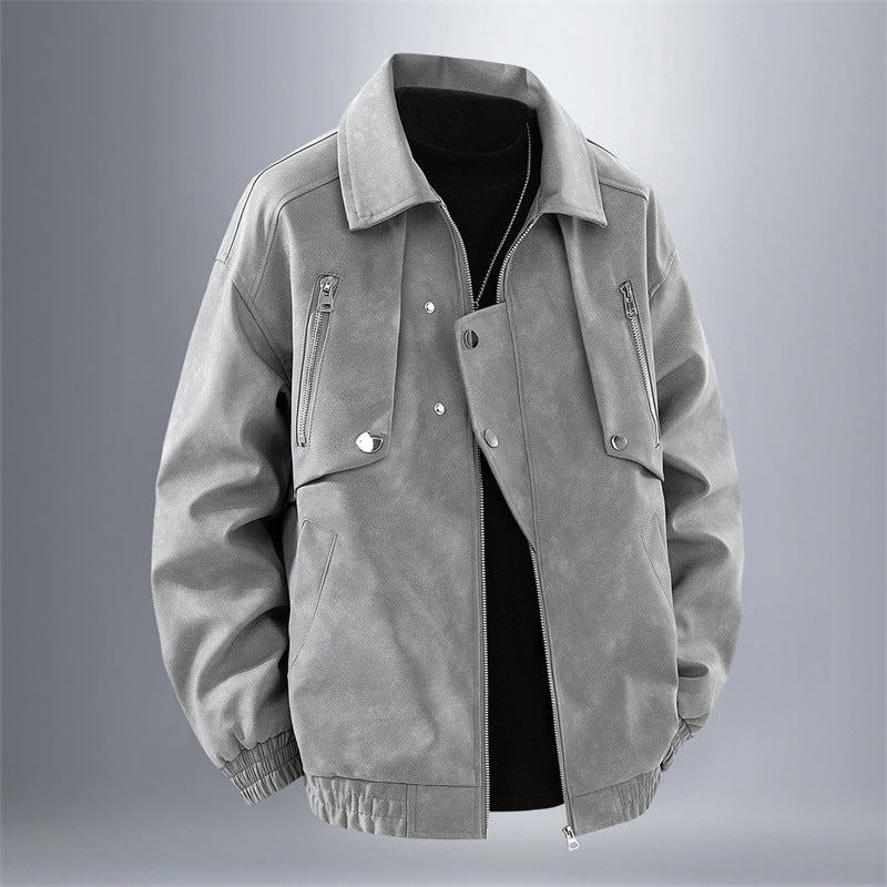 Men's Stylish Faux Leather Jacket with Practical Zip Pockets Lisslune
