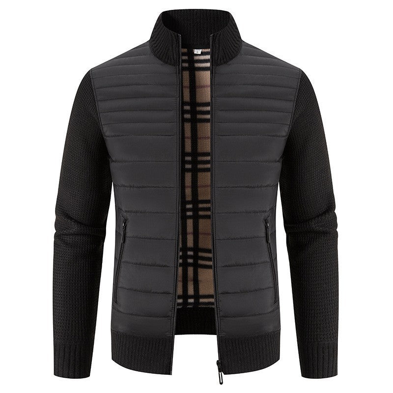 Men's quilted jacket with modern knit sleeves and high collar Lisslune