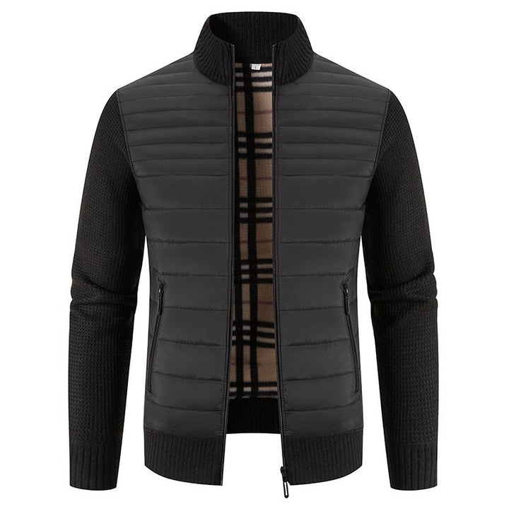 Men's quilted jacket with modern knit sleeves and high collar Lisslune