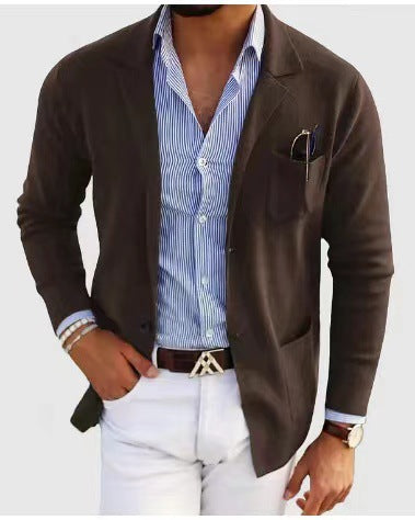 Men's elegant cardigan with subtle design and practical pockets Lisslune