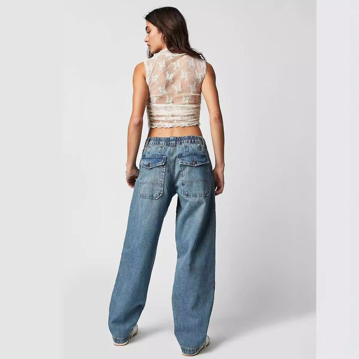 Damen weite Cargo-Jeans mit einzigartigen Taschen und lässigem Schnitt Lisslune