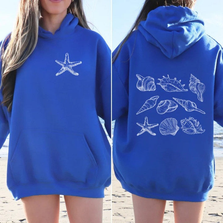Women Oversized Hoodie with Maritime Shell Design Lisslune