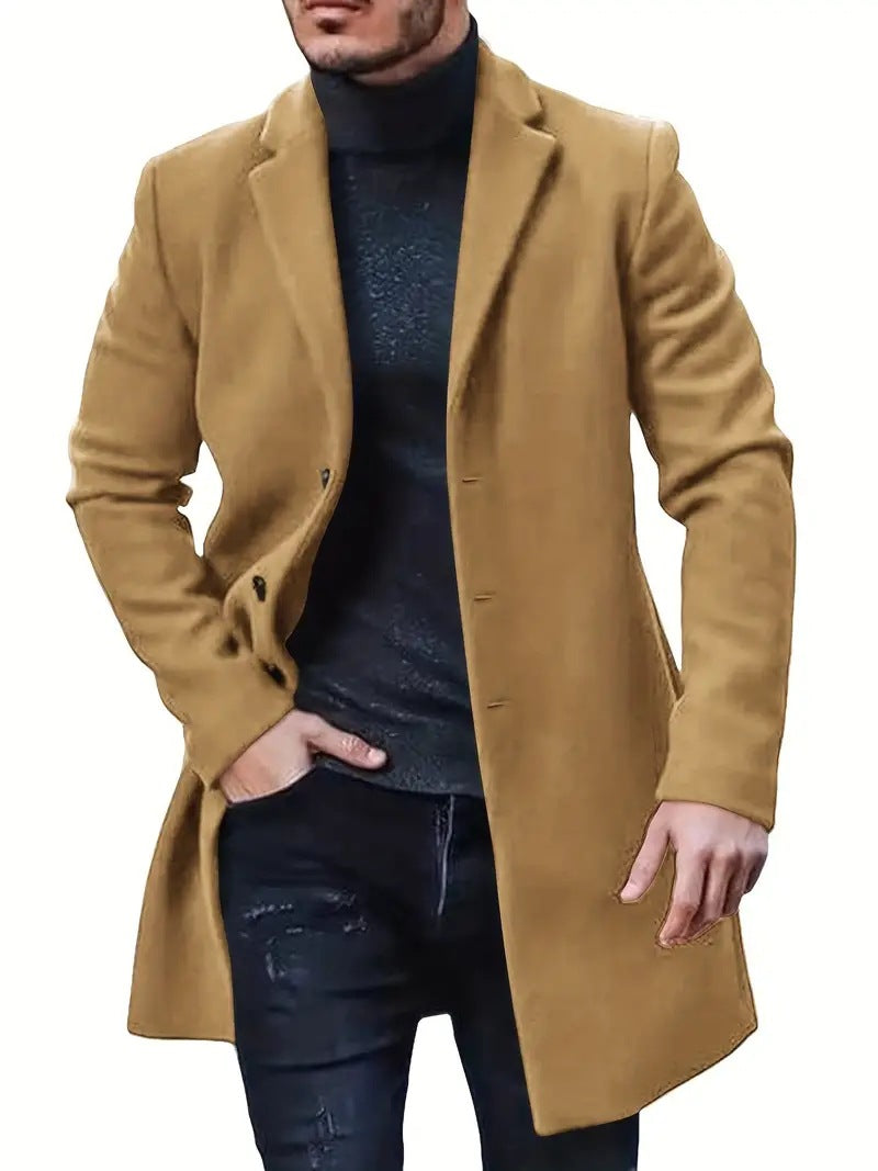 Men's elegant wool coat with modern cut and practical pockets Lisslune