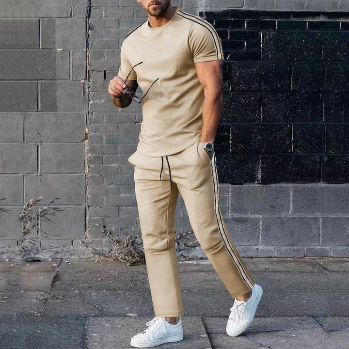 Men's sporty leisure set with high-quality material and fashionable stripes Lisslune