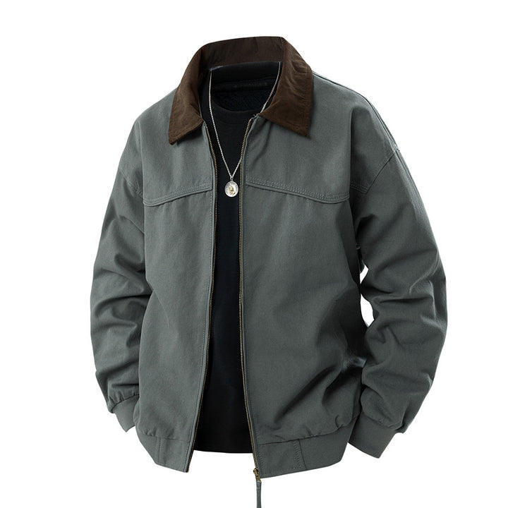 Men's lightweight utility jacket with stand-up collar and practical pockets Lisslune