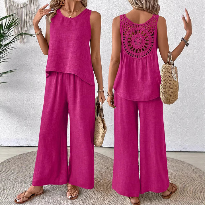 Women's airy summer set with crocheted back and loose fit Lisslune