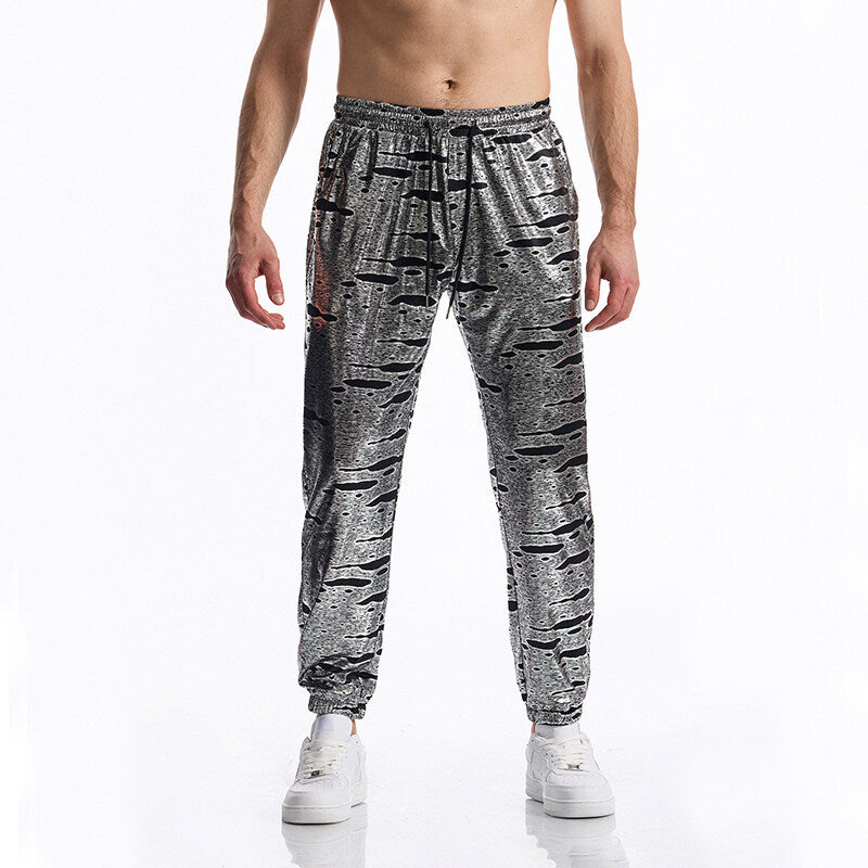Men's sporty jogger pants with glossy finish Lisslune