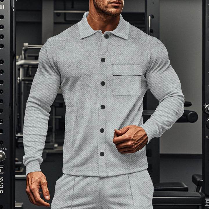 Men's structured long sleeve shirt with practical chest pocket Lisslune