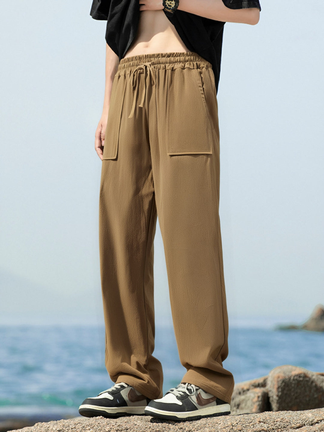 Men's sporty leisure pants with side pockets and elastic waistband Lisslune