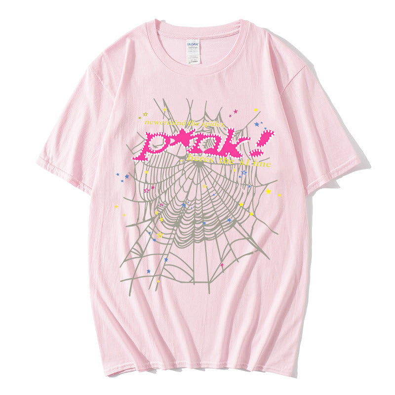 Women's casual T-shirt with creative spider web design Lisslune
