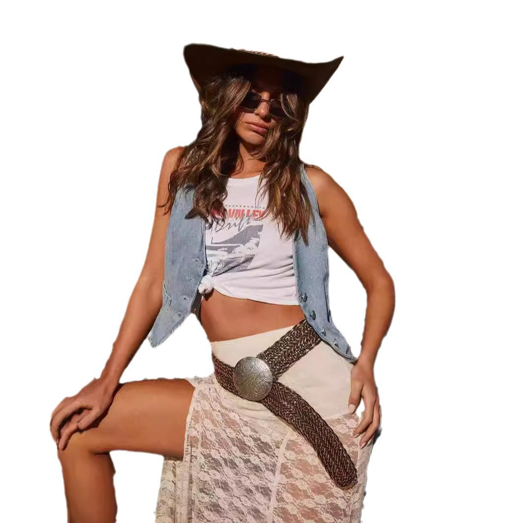 Women's Casual Lace Maxi Skirts with High Slit Lisslune