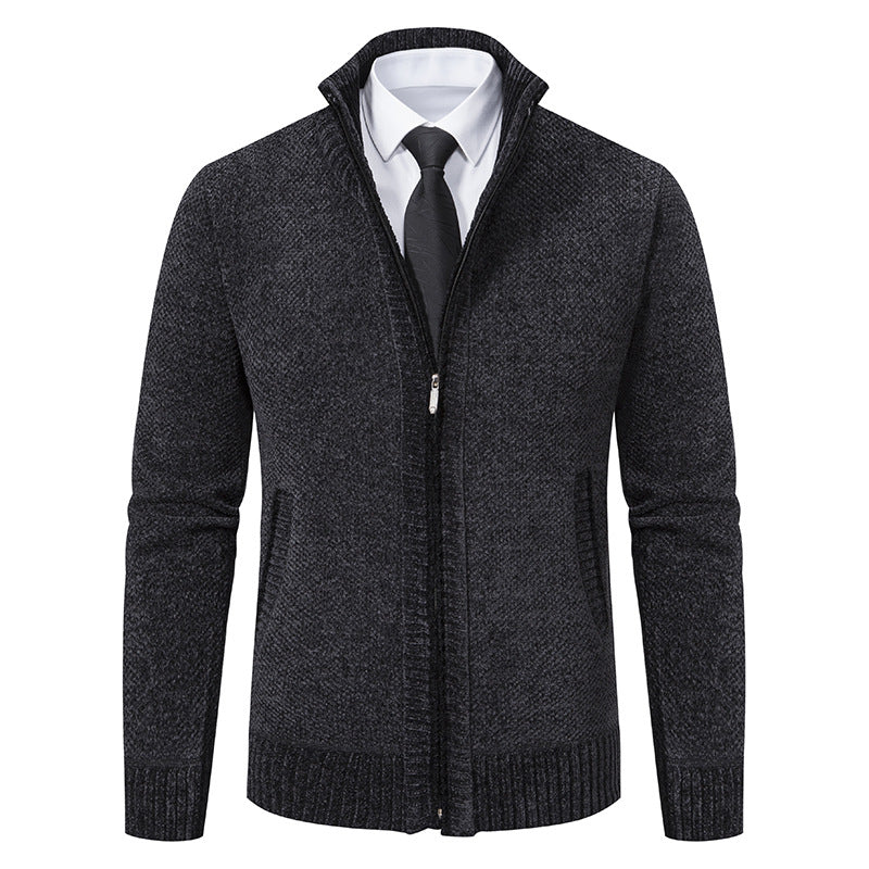 Men's elegant cardigan with modern zipper and high collar Lisslune