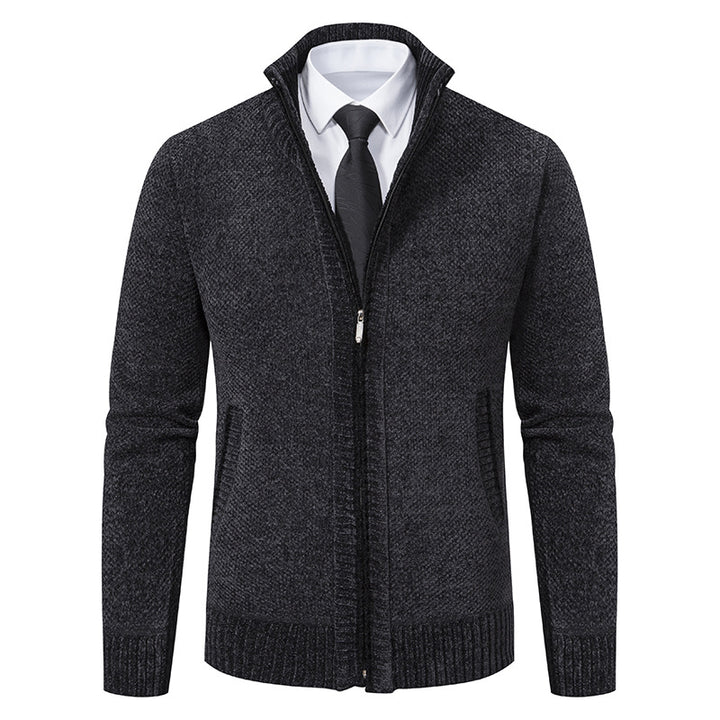Men's elegant cardigan with modern zipper and high collar Lisslune