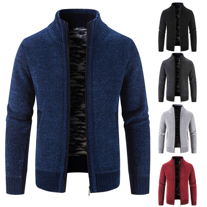 Men's cardigan with high collar and practical zip pockets Lisslune