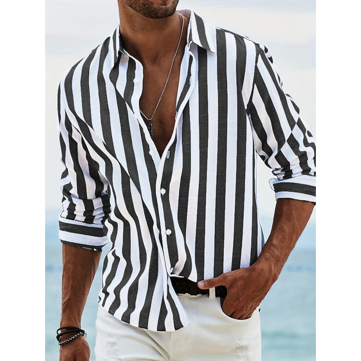 Men's striped long sleeve shirt made of lightweight linen Lisslune