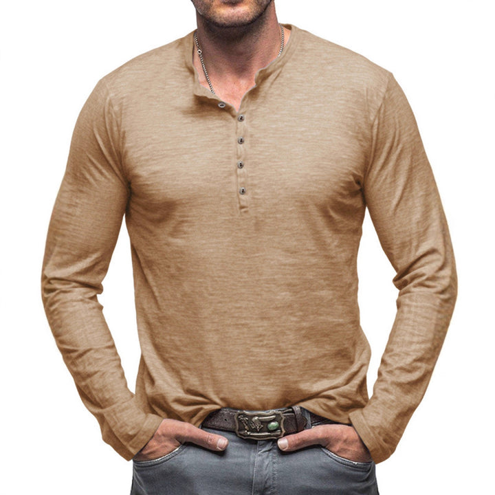 Men's Long Sleeve Shirt with Button Placket Lisslune