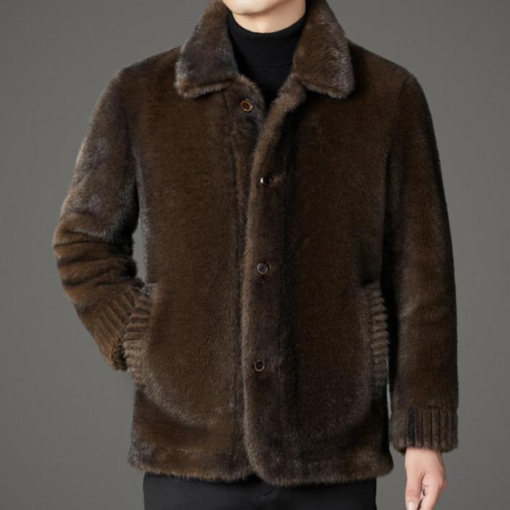 Men's elegant plush jacket with button closure Lisslune