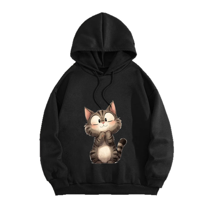 Women's Hoodie with Cute Cat Motif Lisslune