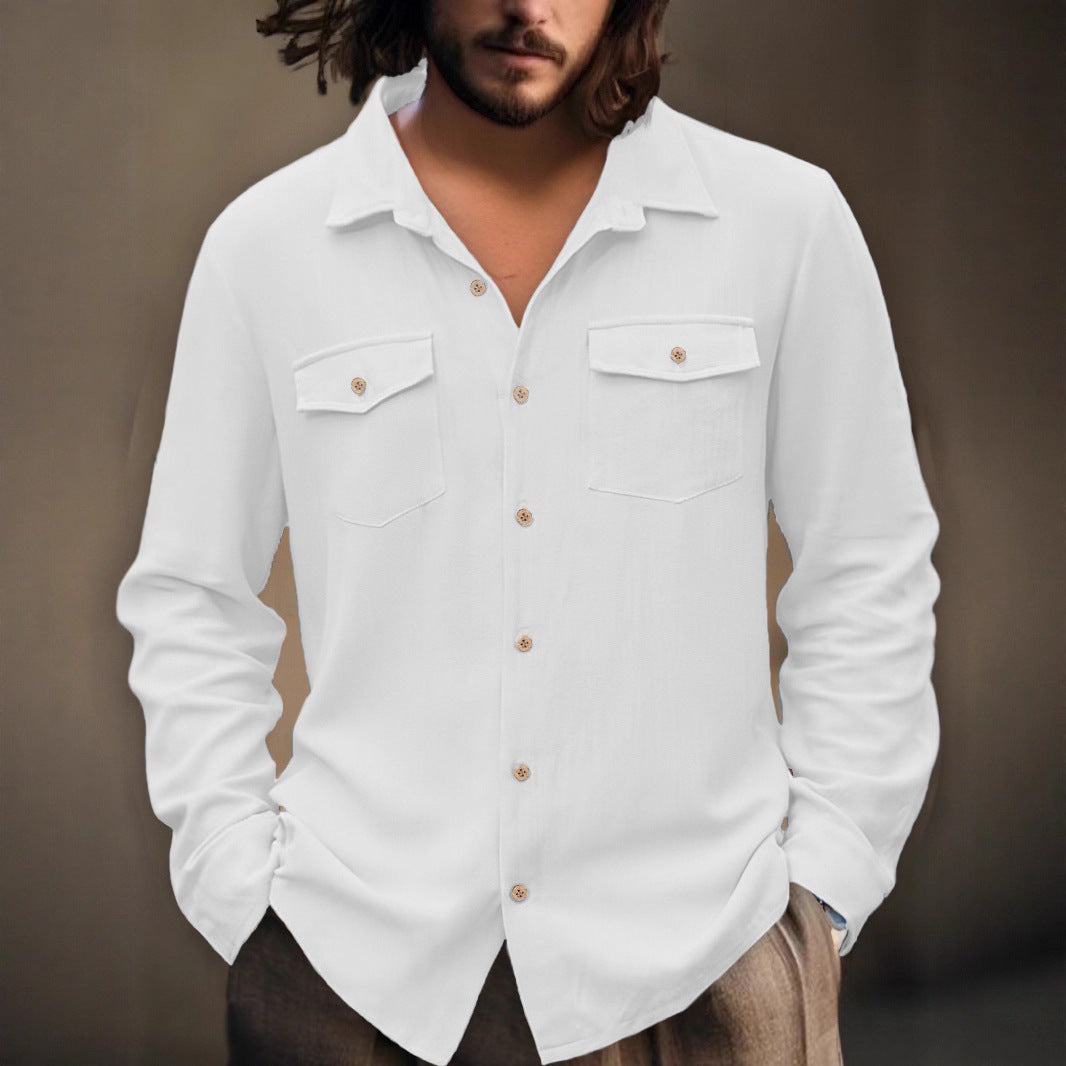 Men's short-sleeve shirt with practical flap pockets and breathable fabric Lisslune