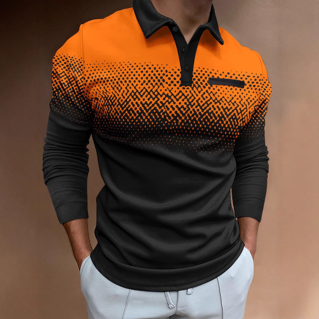Men's polo shirt with modern gradient and stylish contrast details Lisslune