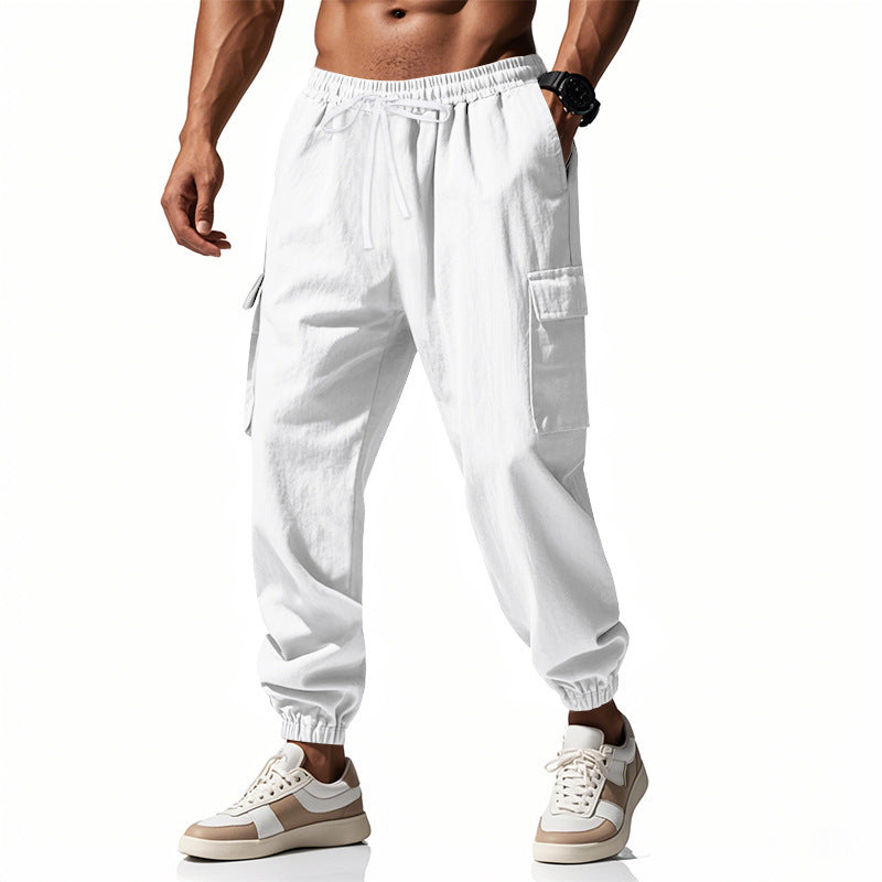 Men's cargo training pants with elastic waistband and practical side pockets Lisslune