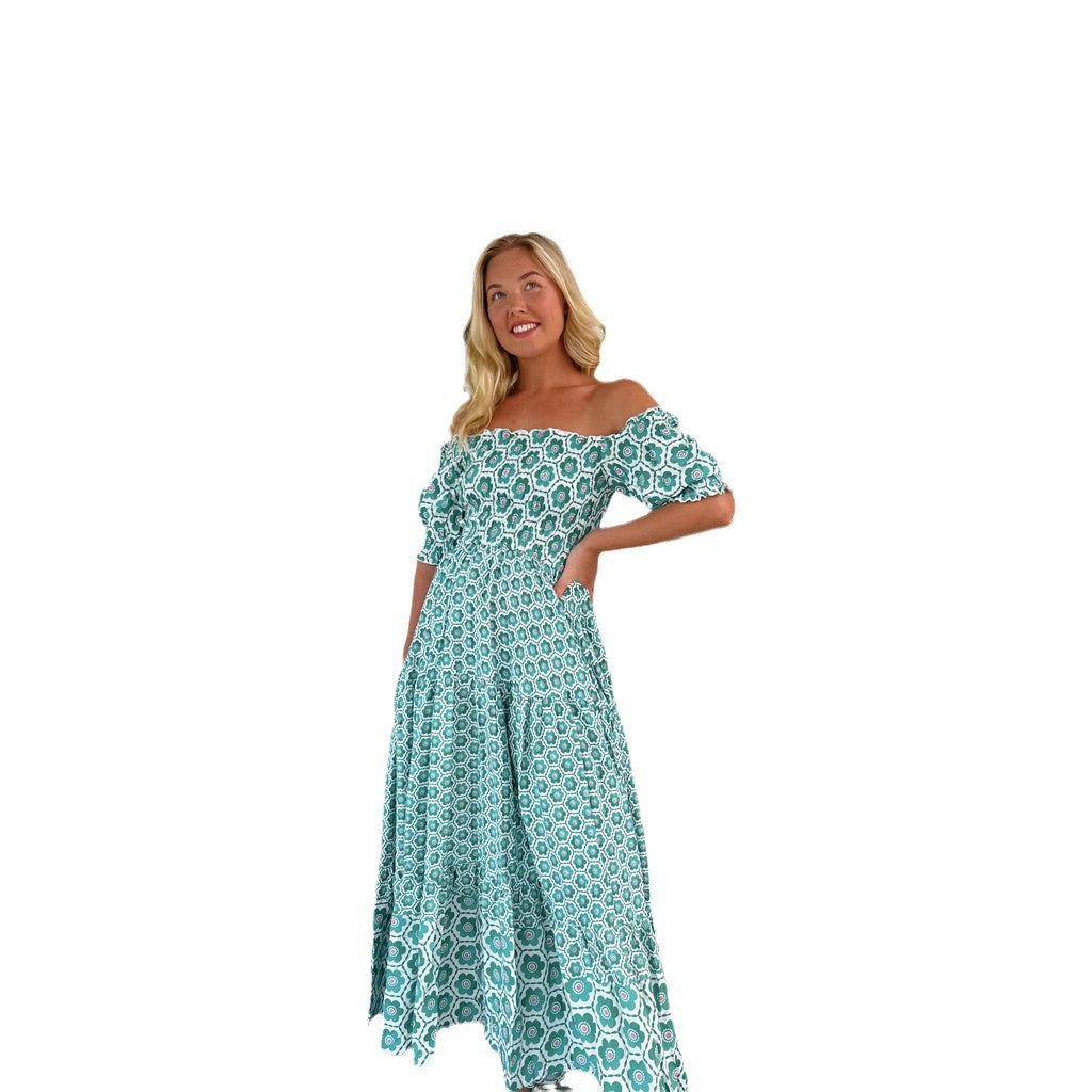 Women's maxi dress with charming ruffle details