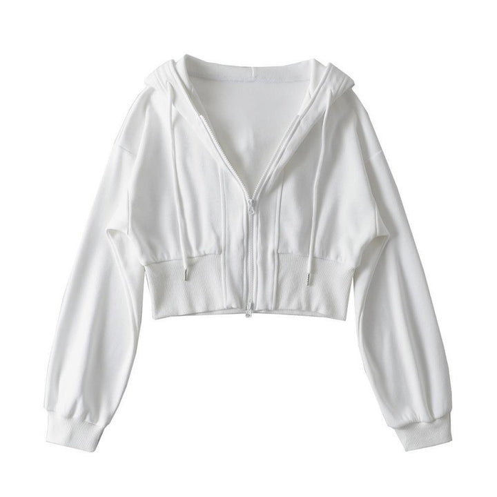 Women's cropped hoodie jacket with zipper and elastic cuffs Lisslune