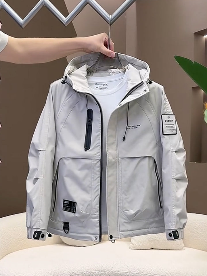 Men's Functional Outdoor Jacket with Adjustable Hood Design and Practical Pockets Lisslune