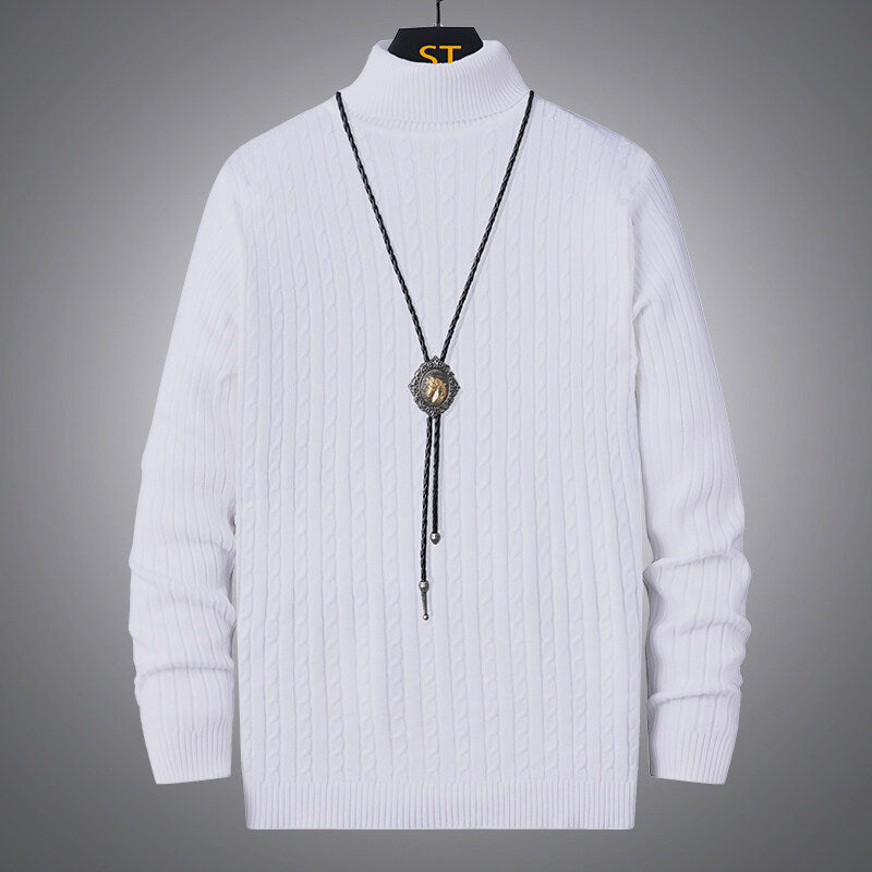 Men's turtleneck sweater with textured cable pattern Lisslune