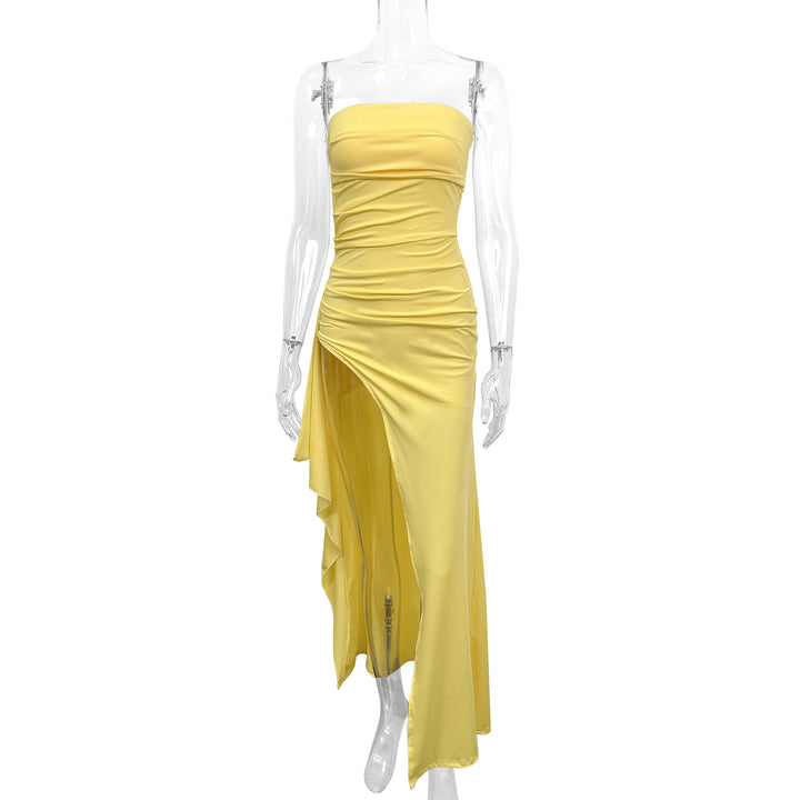 Damen Elegantes trägerloses Abendkleid mit asymmetrischem Schlitz Lisslune