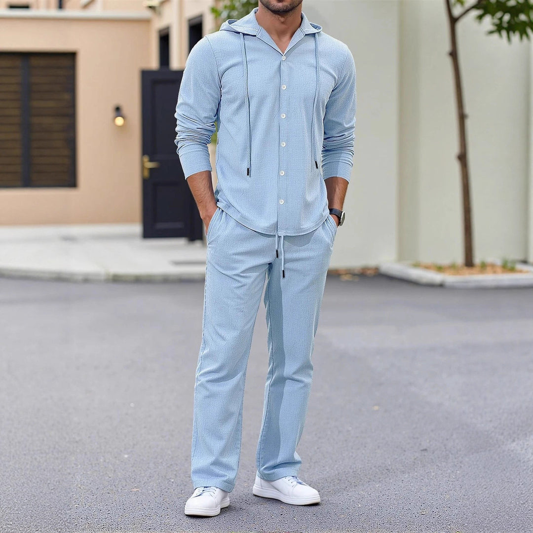 Men's Fashion Leisure Set with Hood and Elastic Waistband Lisslune