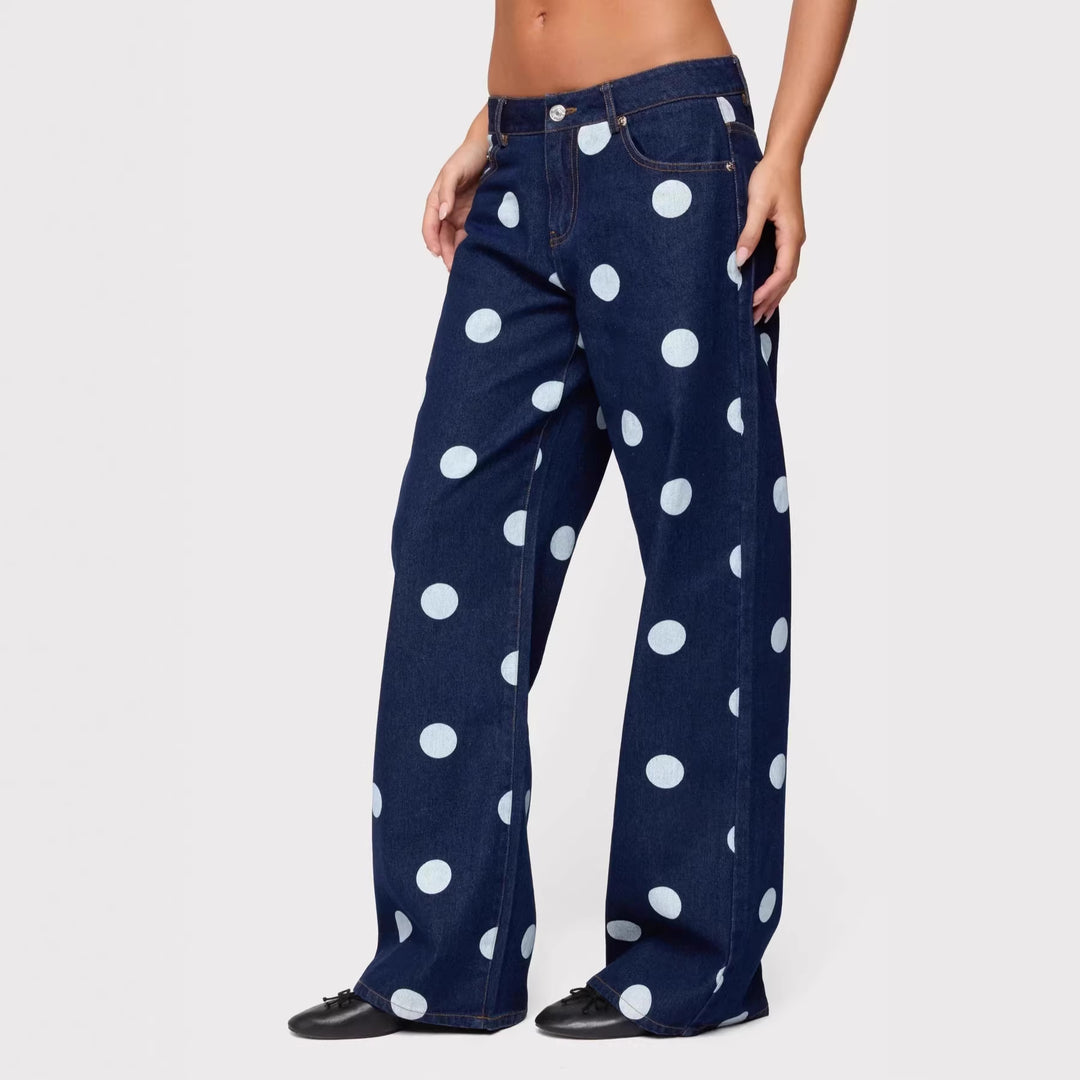 Damen Polka-Dot Denim-Set mit lässiger Schnittführung und angesagten Details Lisslune